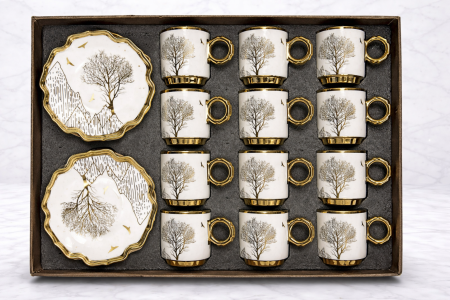 طقم فناجين قهوة فخم مع صحون